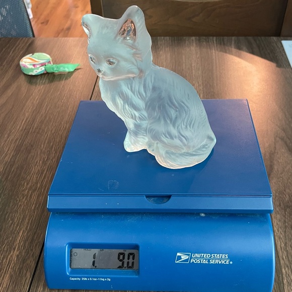 SOLD Viking Glass Frosted Cat Figurine 5 in Art Glass Original Sticker Bookend - Picture 9 of 10